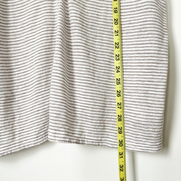Eileen Fisher Linen Short Sleeve V Neck Cardigan Cream Taupe Stripe Womens Large - Picture 10 of 10